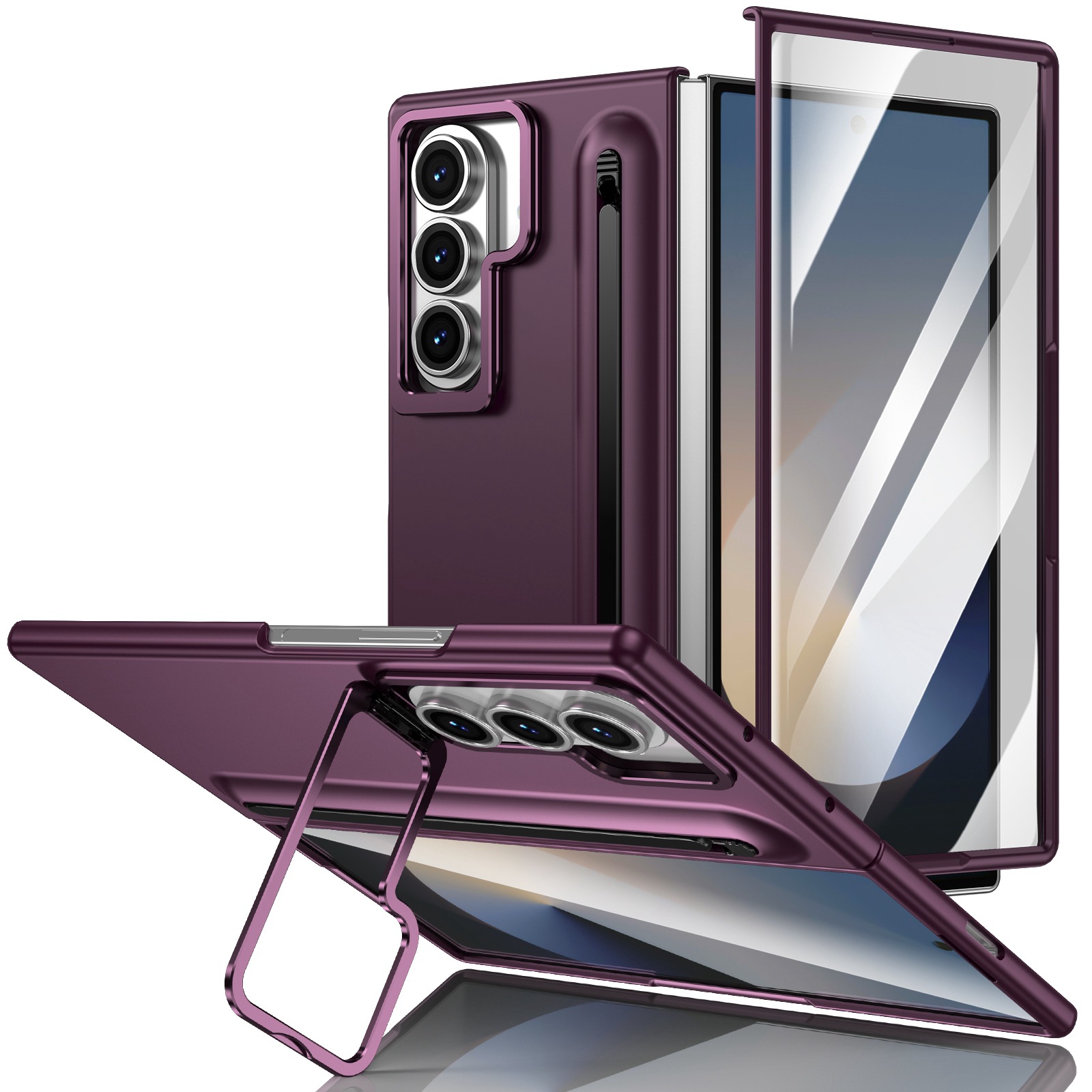 Compatible with Samsung Z Fold8 Ultra phone case 7/6/5 lens holder spring-loaded pen slot 4/3 drop-proof protective case
