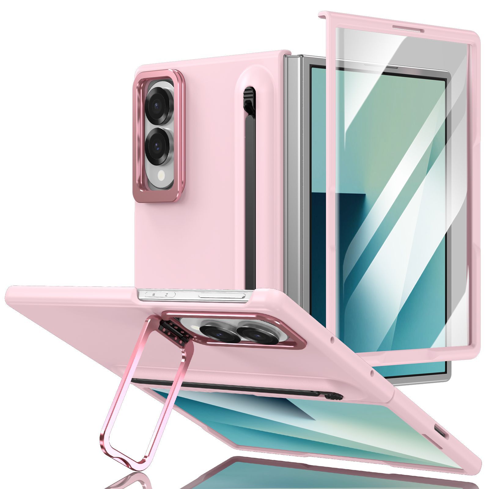 Compatible with Samsung Z Fold8 Ultra phone case 7/6/5 lens holder spring-loaded pen slot 4/3 drop-proof protective case