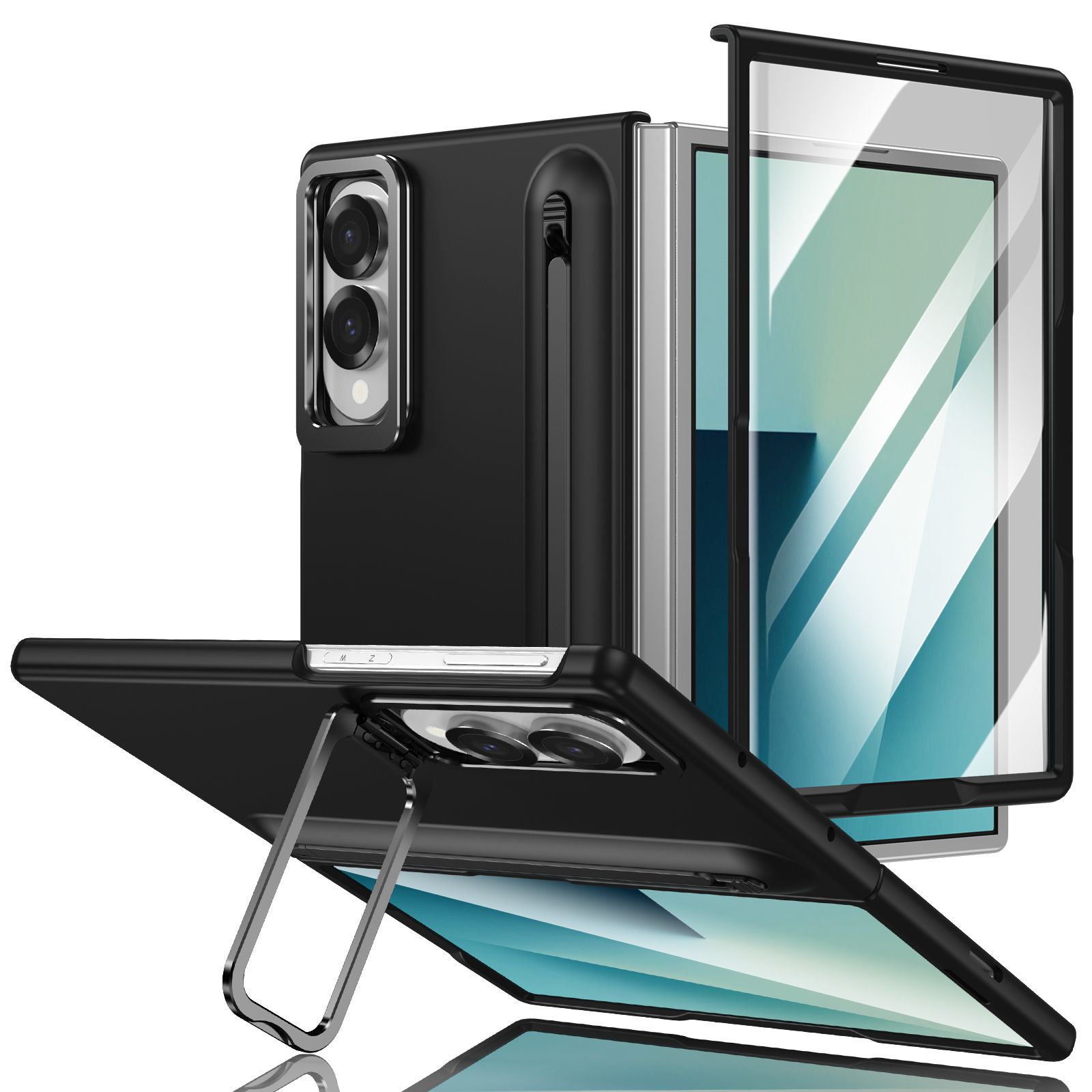 Compatible with Samsung Z Fold8 Ultra phone case 7/6/5 lens holder spring-loaded pen slot 4/3 drop-proof protective case