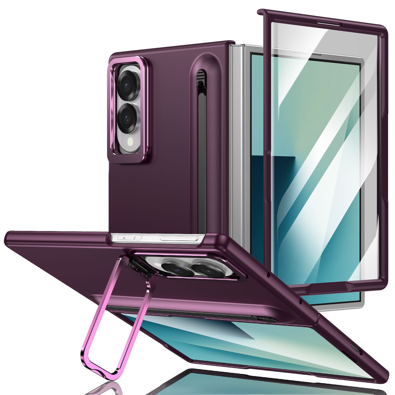 Compatible with Samsung Z Fold8 Ultra phone case 7/6/5 lens holder spring-loaded pen slot 4/3 drop-proof protective case