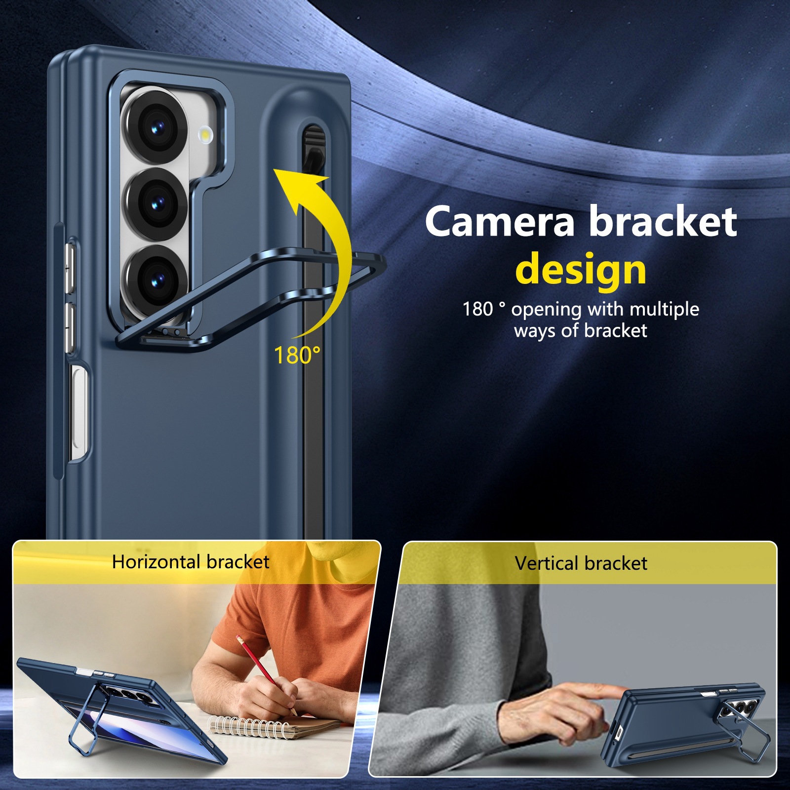 Compatible with Samsung Z Fold8 Ultra phone case 7/6/5 lens holder spring-loaded pen slot 4/3 drop-proof protective case