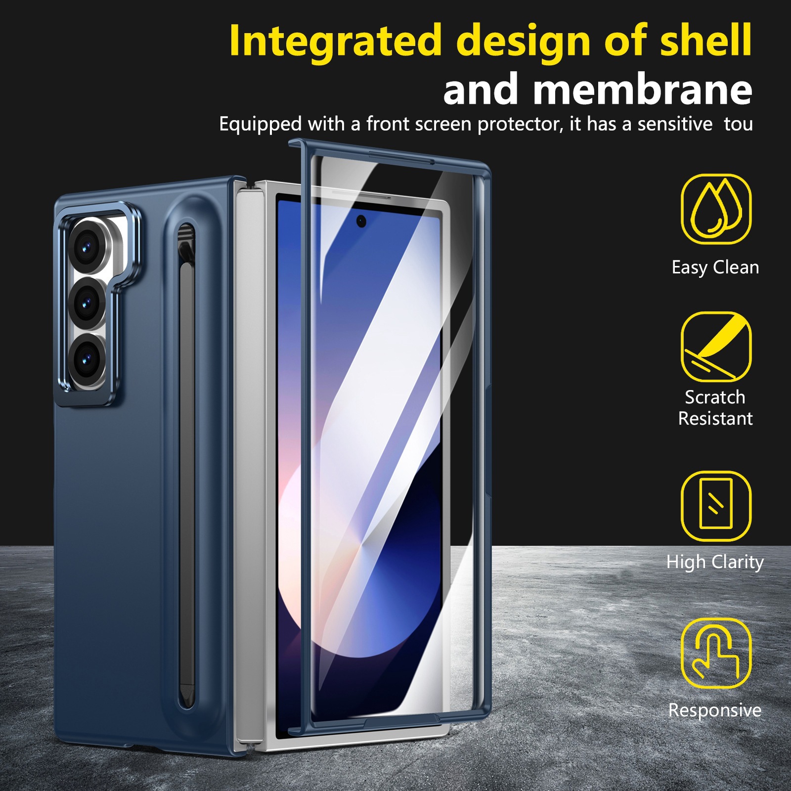 Compatible with Samsung Z Fold8 Ultra phone case 7/6/5 lens holder spring-loaded pen slot 4/3 drop-proof protective case
