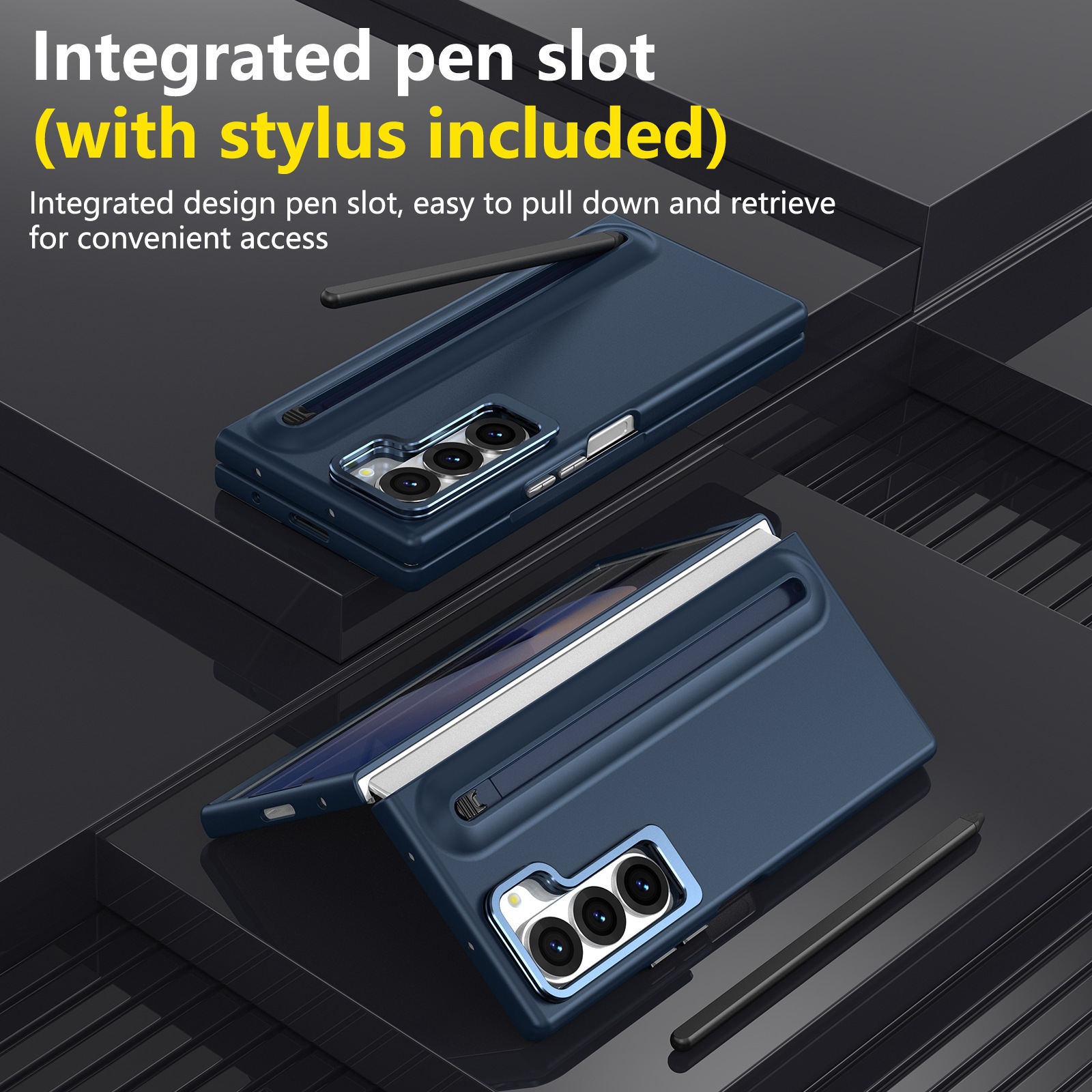 Compatible with Samsung Z Fold8 Ultra phone case 7/6/5 lens holder spring-loaded pen slot 4/3 drop-proof protective case