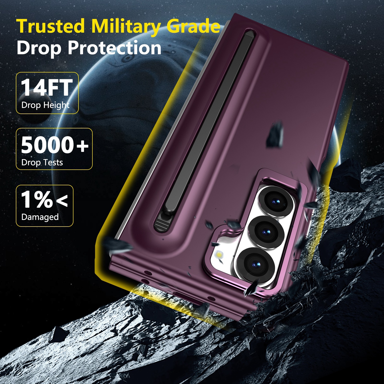 Compatible with Samsung Z Fold8 Ultra phone case 7/6/5 lens holder spring-loaded pen slot 4/3 drop-proof protective case