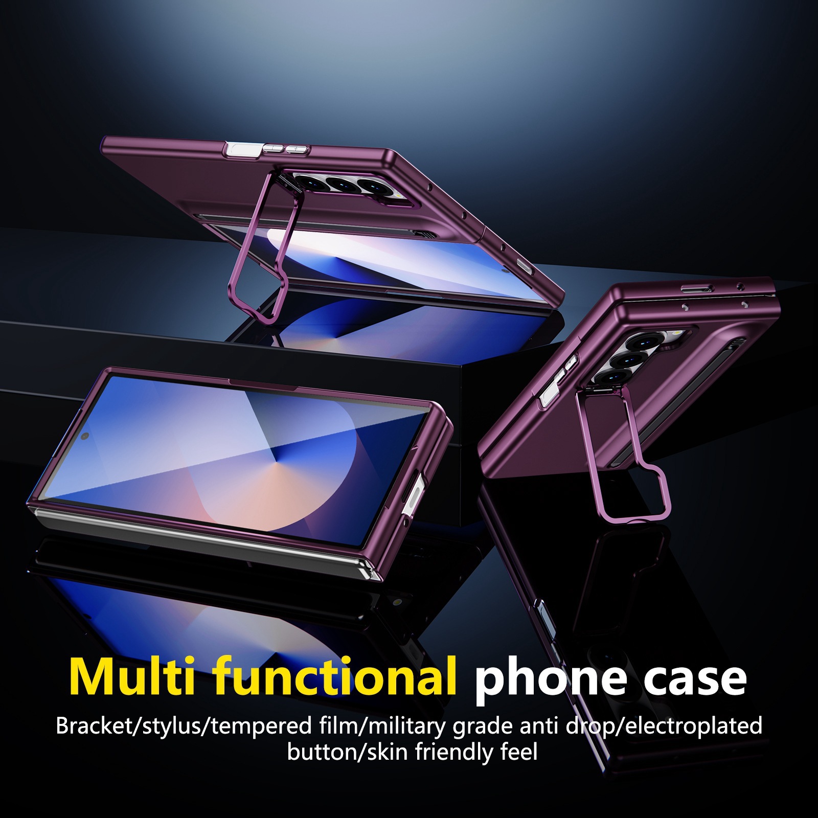 Compatible with Samsung Z Fold8 Ultra phone case 7/6/5 lens holder spring-loaded pen slot 4/3 drop-proof protective case