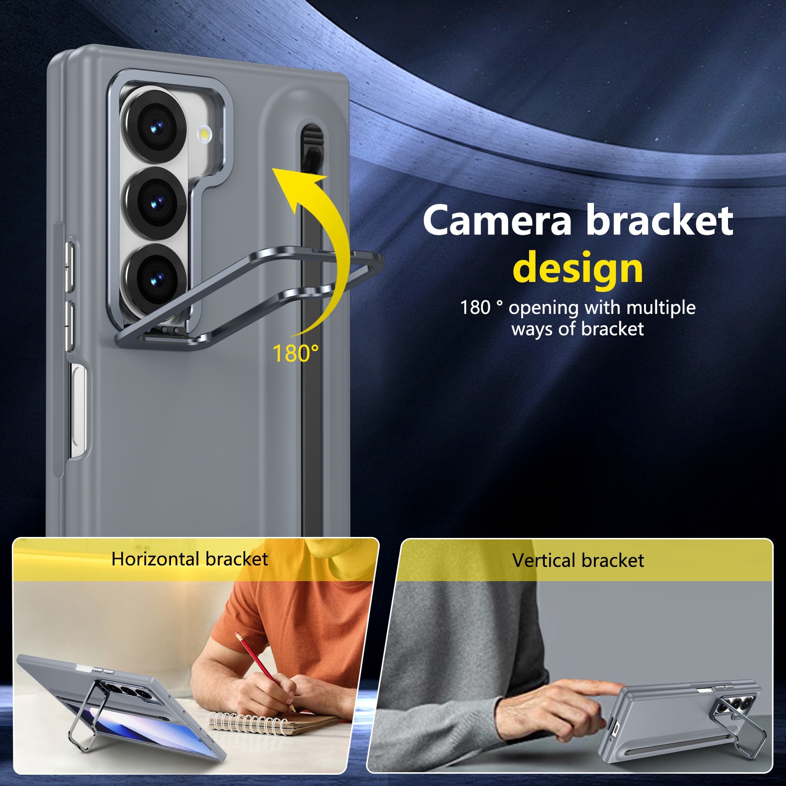 Compatible with Samsung Z Fold8 Ultra phone case 7/6/5 lens holder spring-loaded pen slot 4/3 drop-proof protective case