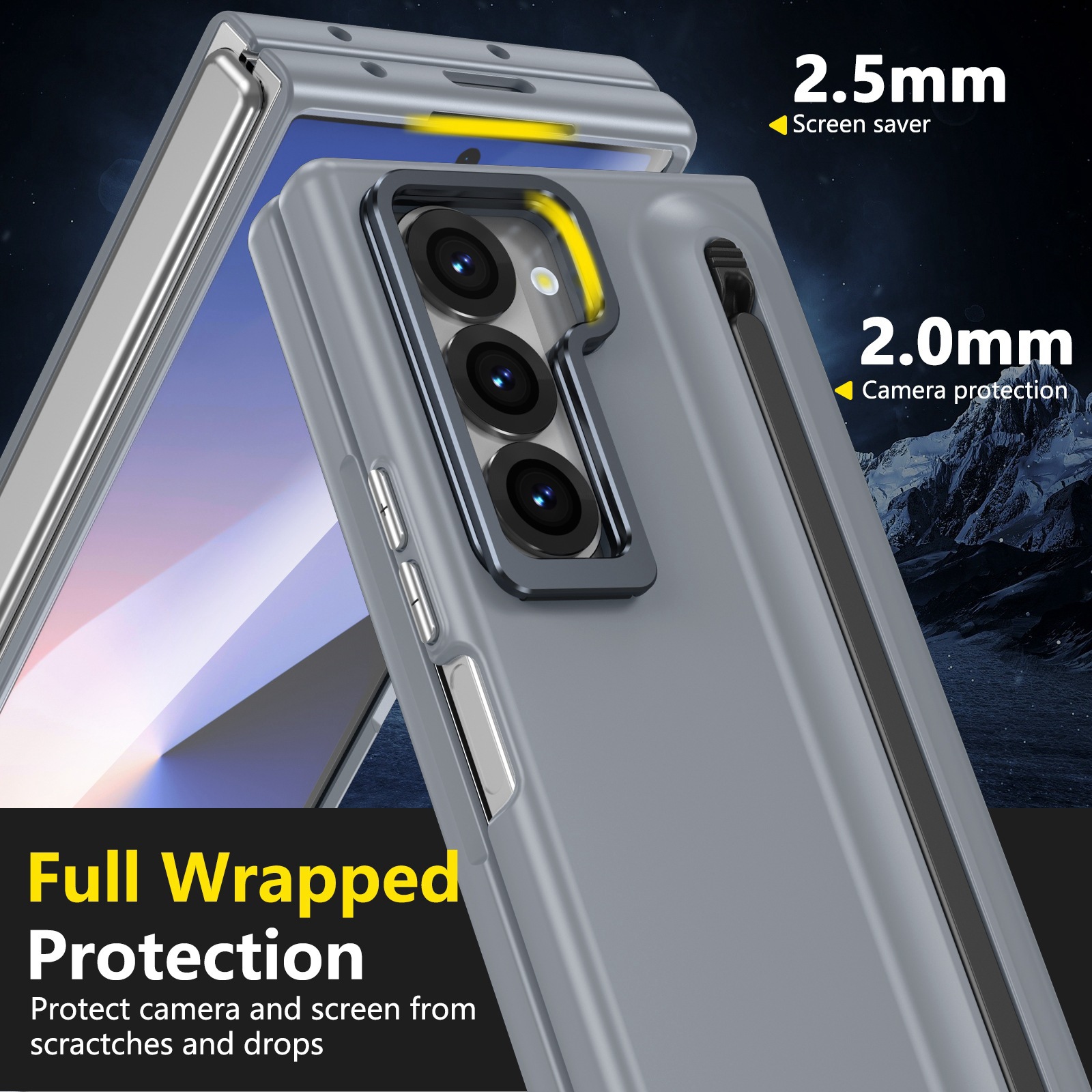 Compatible with Samsung Z Fold8 Ultra phone case 7/6/5 lens holder spring-loaded pen slot 4/3 drop-proof protective case