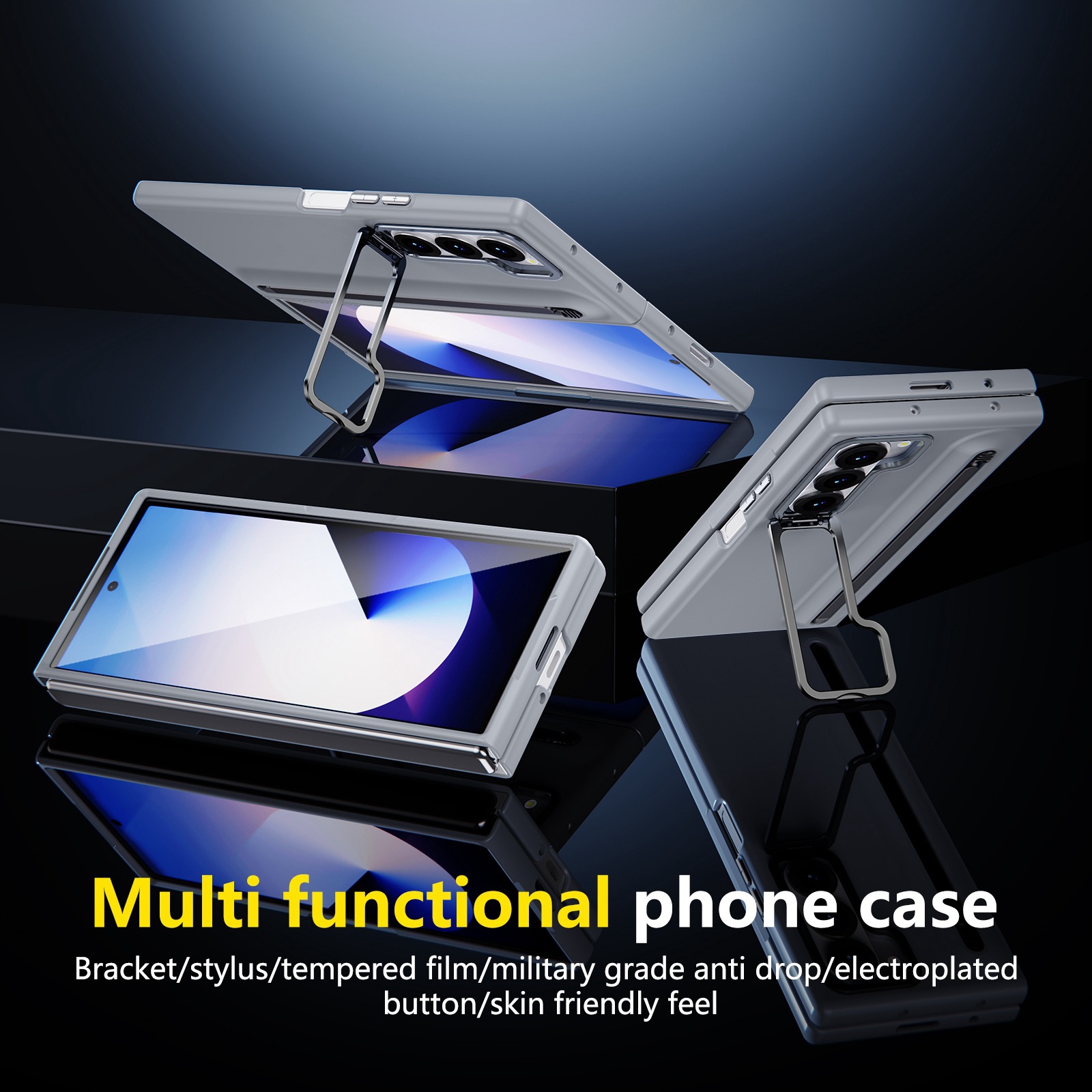 Compatible with Samsung Z Fold8 Ultra phone case 7/6/5 lens holder spring-loaded pen slot 4/3 drop-proof protective case