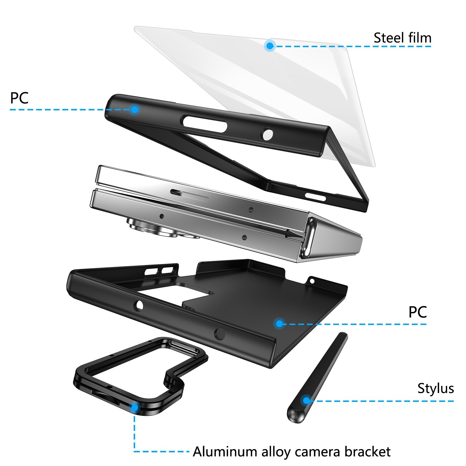Compatible with Samsung Z Fold8 Ultra phone case 7/6/5 lens holder spring-loaded pen slot 4/3 drop-proof protective case