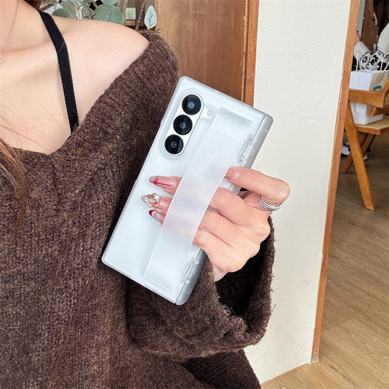 Compatible with Samsung Z Fold8U phone case, 7/6/5 wrist strap, central hinge, full coverage, foldable screen, drop-proof protective case.