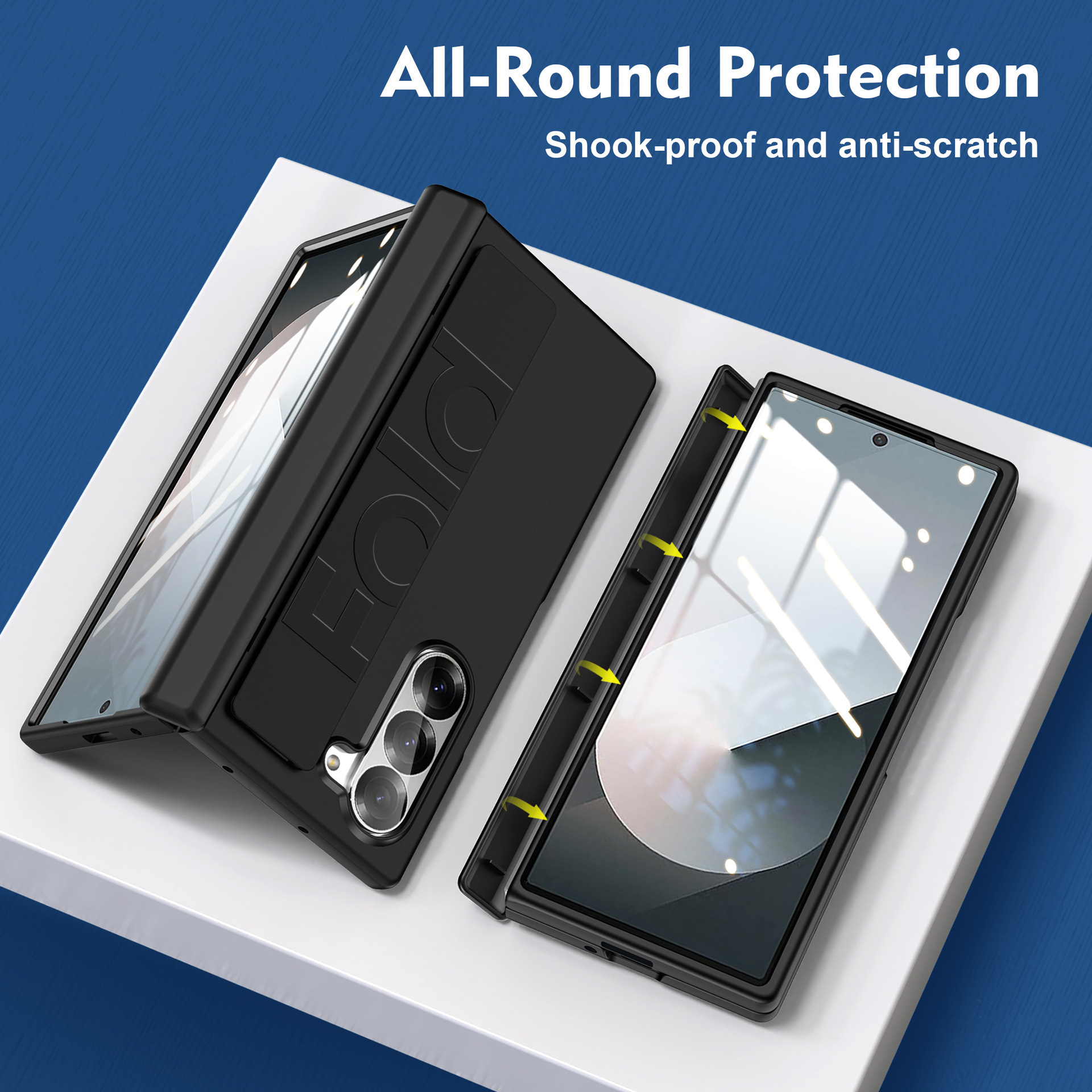 Compatible with Samsung Z Fold8U phone case, 7/6/5 wrist strap, central hinge, full coverage, foldable screen, drop-proof protective case.