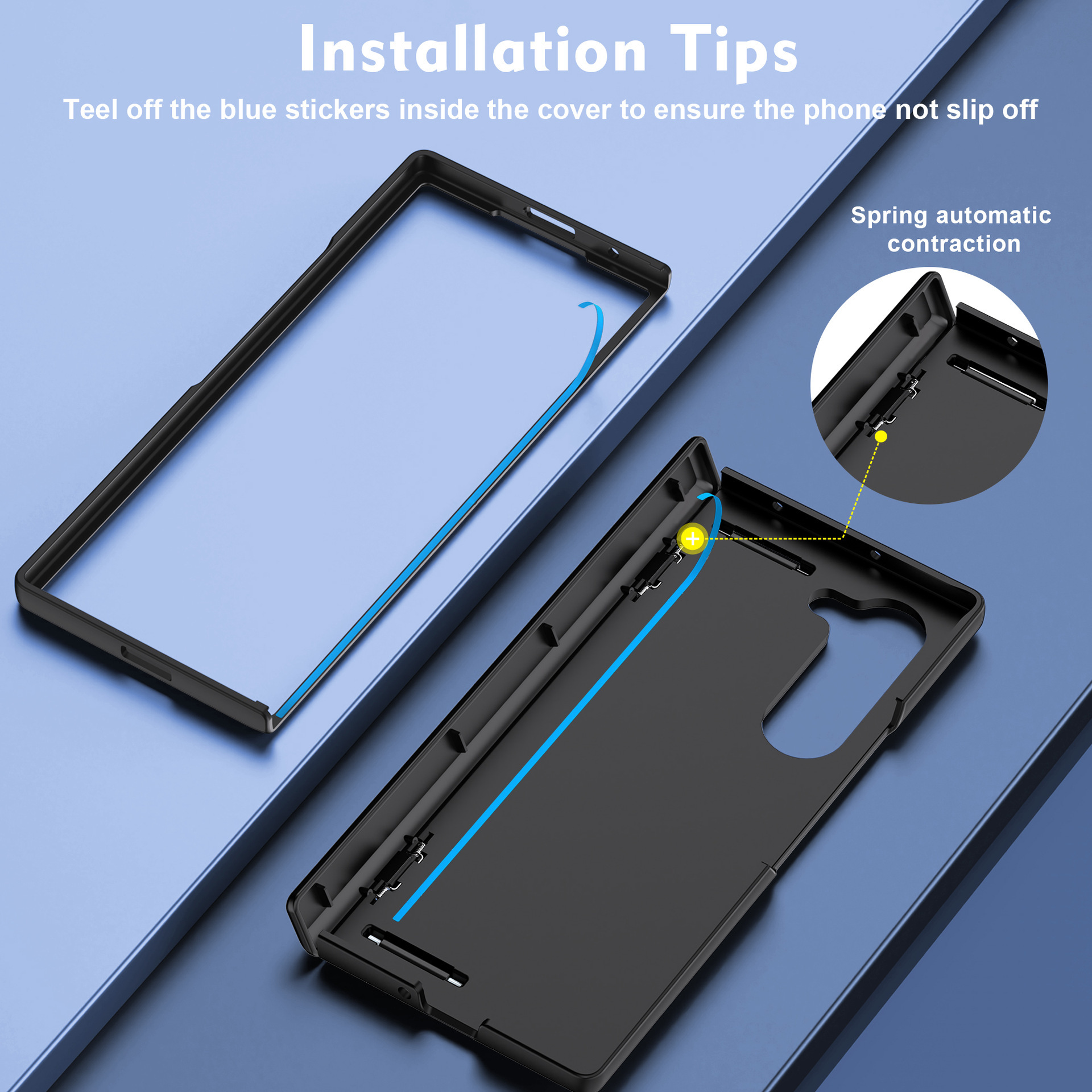 Compatible with Samsung Z Fold8U phone case, 7/6/5 wrist strap, central hinge, full coverage, foldable screen, drop-proof protective case.