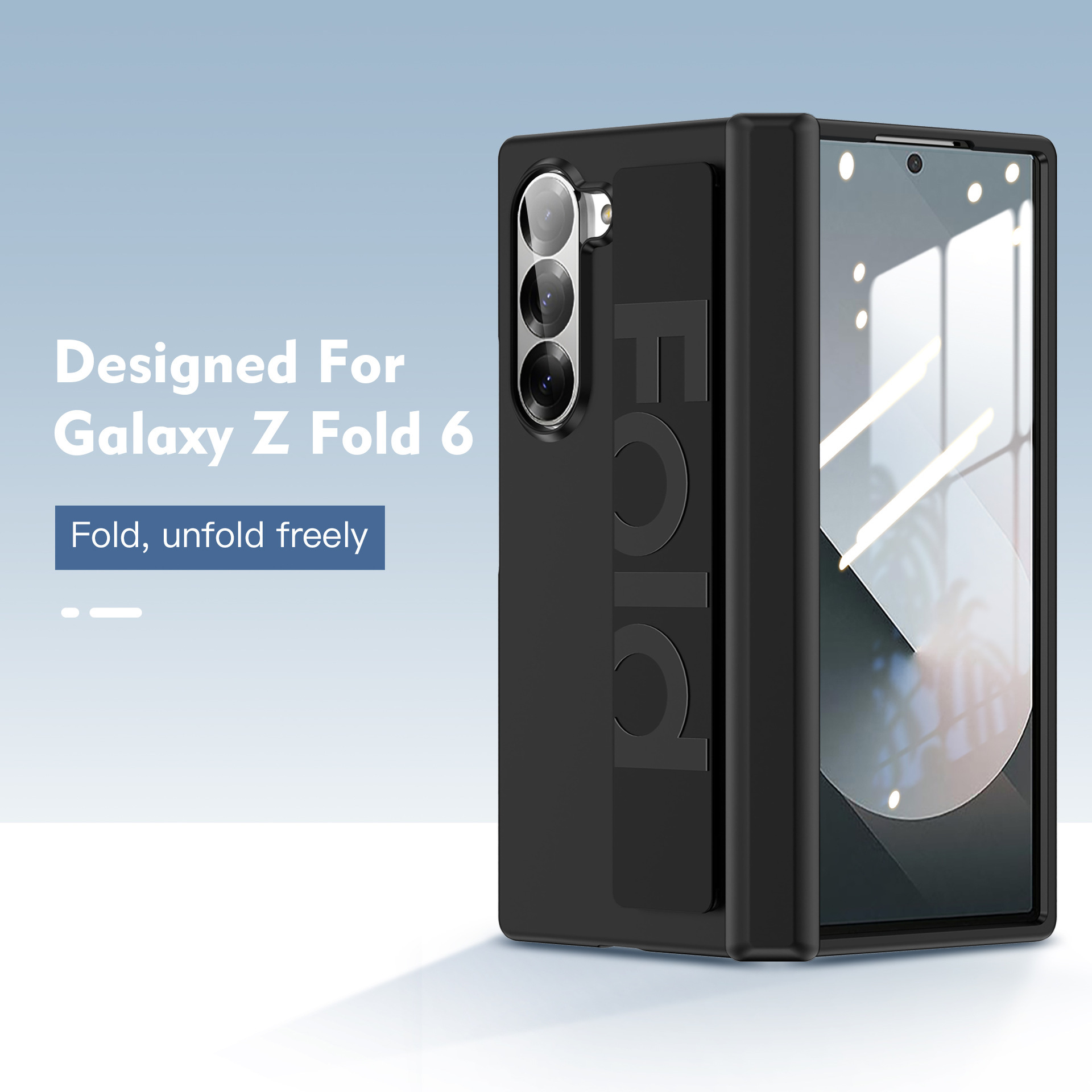 Compatible with Samsung Z Fold8U phone case, 7/6/5 wrist strap, central hinge, full coverage, foldable screen, drop-proof protective case.