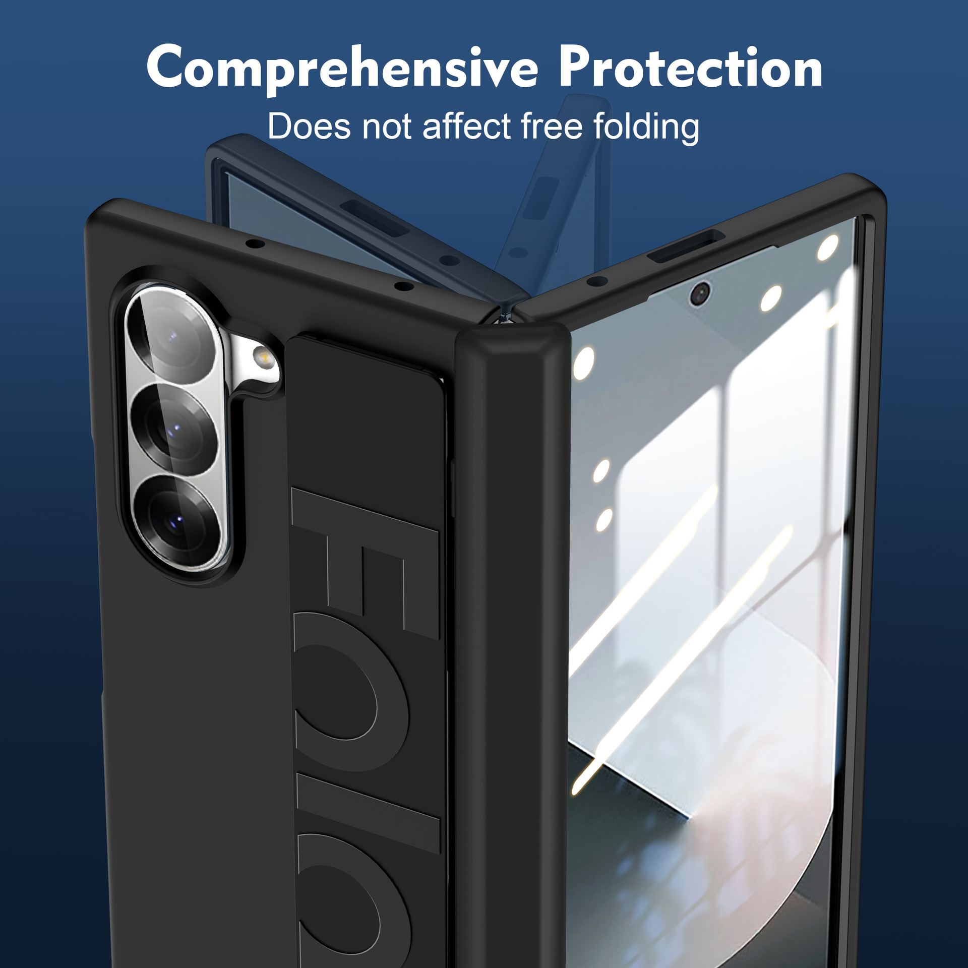 Compatible with Samsung Z Fold8U phone case, 7/6/5 wrist strap, central hinge, full coverage, foldable screen, drop-proof protective case.
