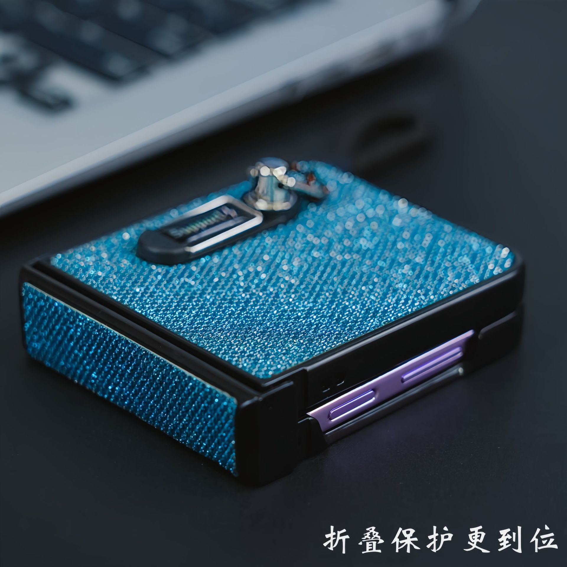 Compatible with Samsung Z Flip 8/7 phone case, 6/5 stand, carrying strap, vegan leather, 4/3 folding screen protective case