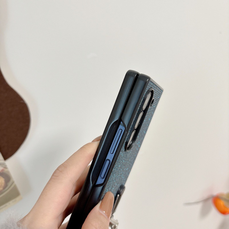 Compatible with Samsung Z Flip 8/7 phone case, 6/5 stand, carrying strap, vegan leather, 4/3 folding screen protective case