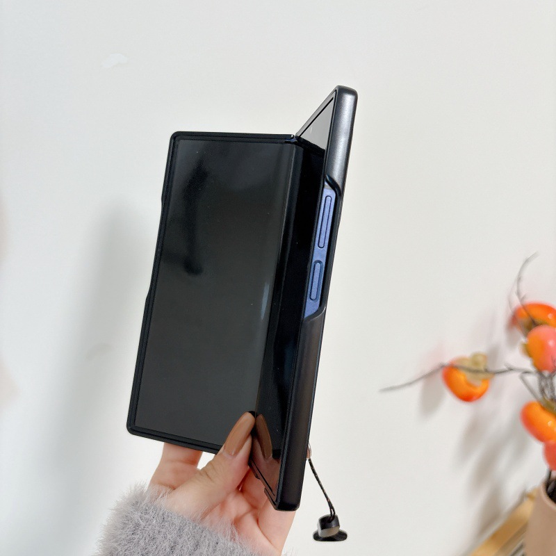 Compatible with Samsung Z Flip 8/7 phone case, 6/5 stand, carrying strap, vegan leather, 4/3 folding screen protective case