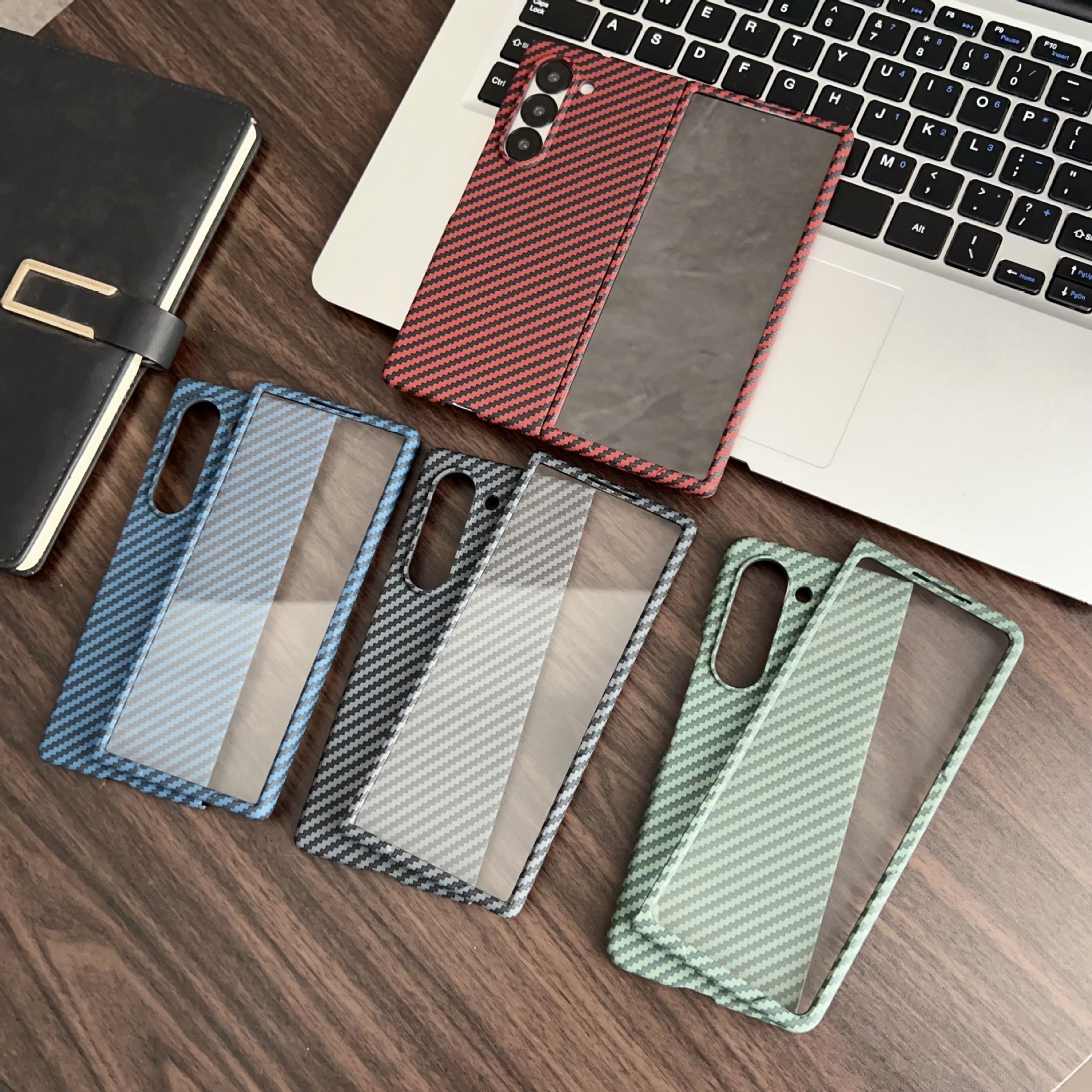 Compatible with Samsung Z Fold8/7/6 phone case, 5/4 built-in magnetic case film, Flip7/8 carbon fiber textured protective case.