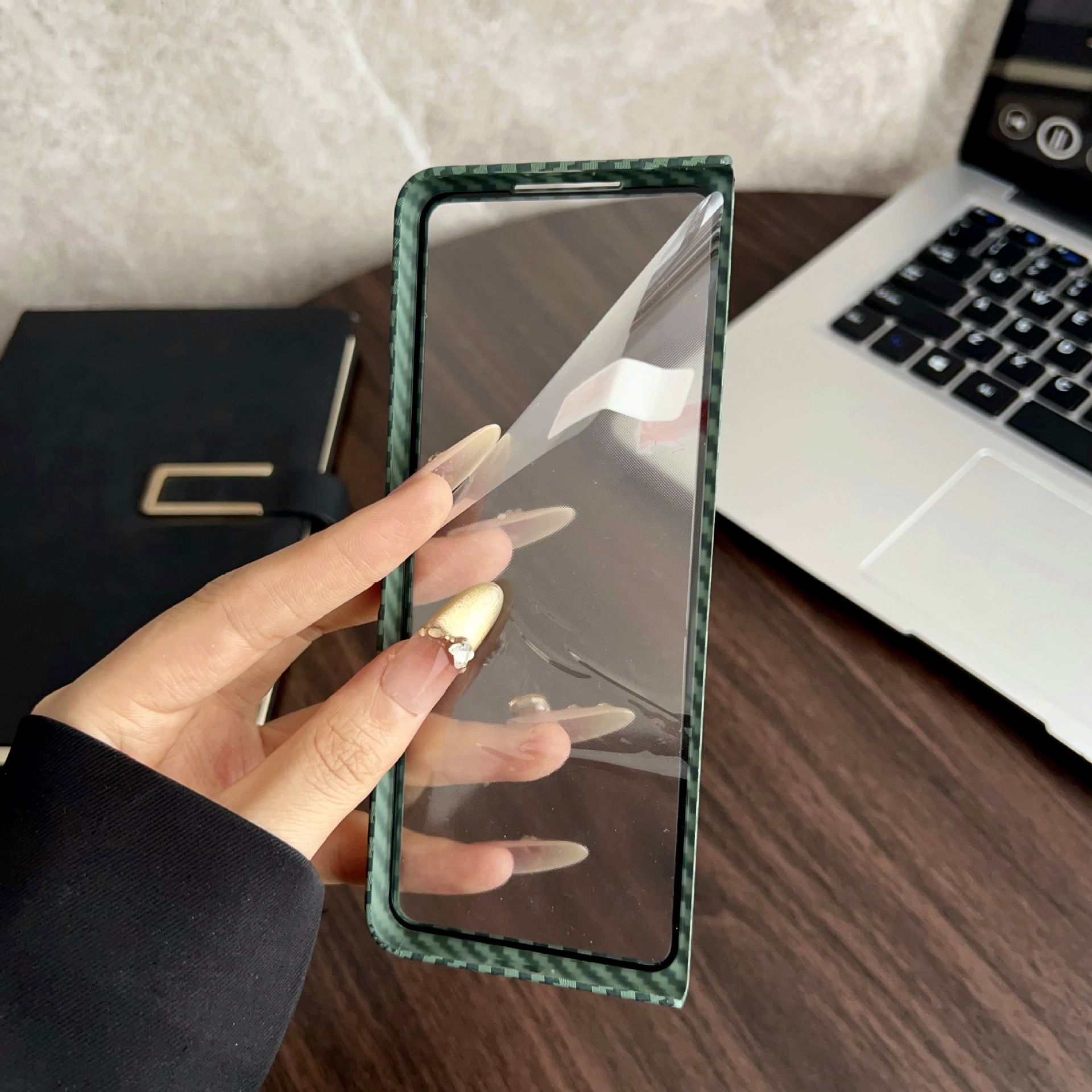 Compatible with Samsung Z Fold8/7/6 phone case, 5/4 built-in magnetic case film, Flip7/8 carbon fiber textured protective case.