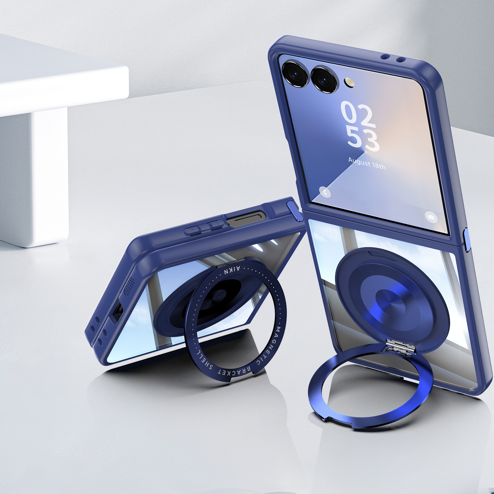 Compatible with Samsung Z Flip 8/7 phone case, 6/5 rotating stand, magnetic wireless charging, foldable screen, drop-proof protective case