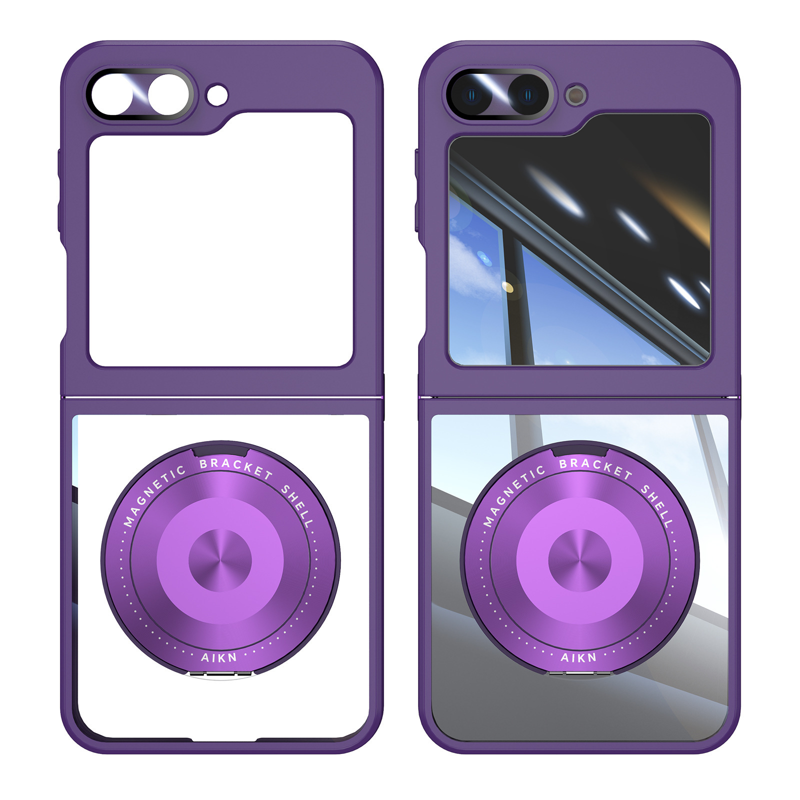 Compatible with Samsung Z Flip 8/7 phone case, 6/5 rotating stand, magnetic wireless charging, foldable screen, drop-proof protective case