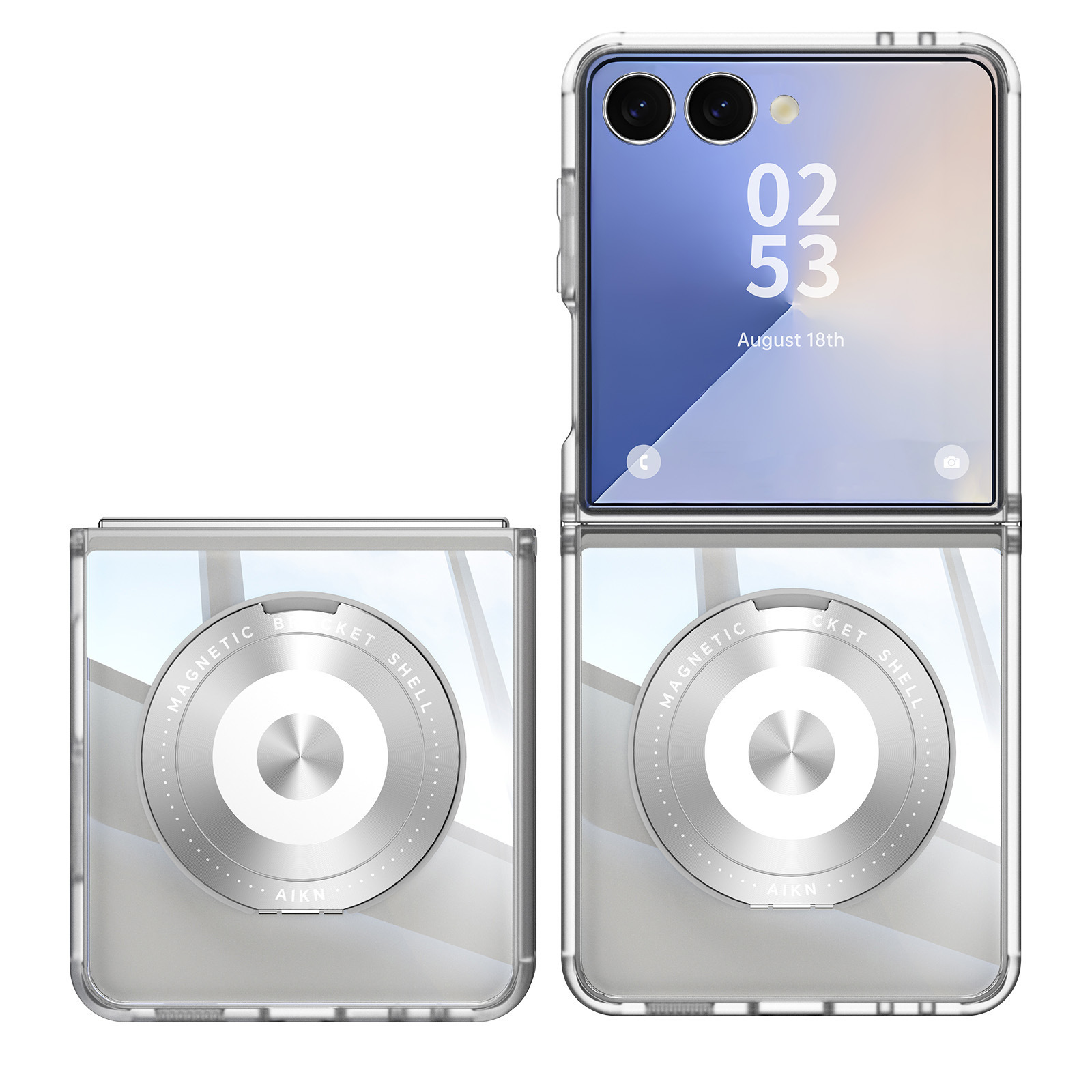 Compatible with Samsung Z Flip 8/7 phone case, 6/5 rotating stand, magnetic wireless charging, foldable screen, drop-proof protective case