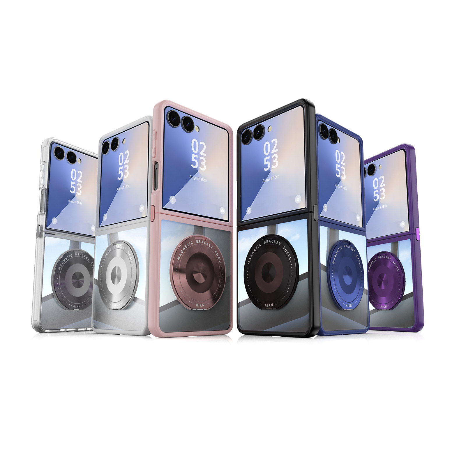 Compatible with Samsung Z Flip 8/7 phone case, 6/5 rotating stand, magnetic wireless charging, foldable screen, drop-proof protective case