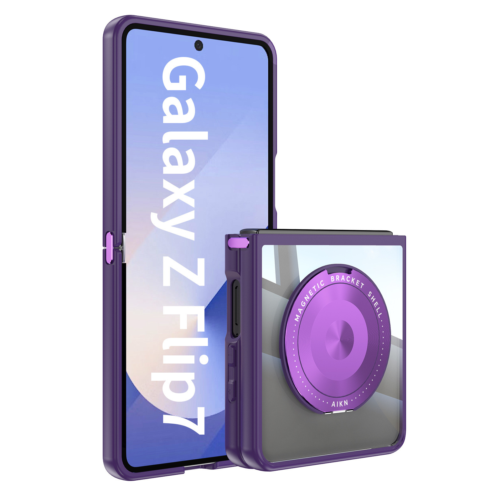 Compatible with Samsung Z Flip 8/7 phone case, 6/5 rotating stand, magnetic wireless charging, foldable screen, drop-proof protective case