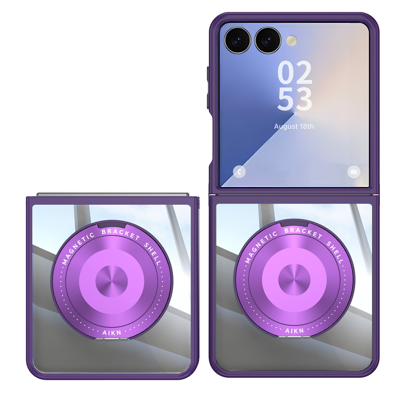 Compatible with Samsung Z Flip 8/7 phone case, 6/5 rotating stand, magnetic wireless charging, foldable screen, drop-proof protective case