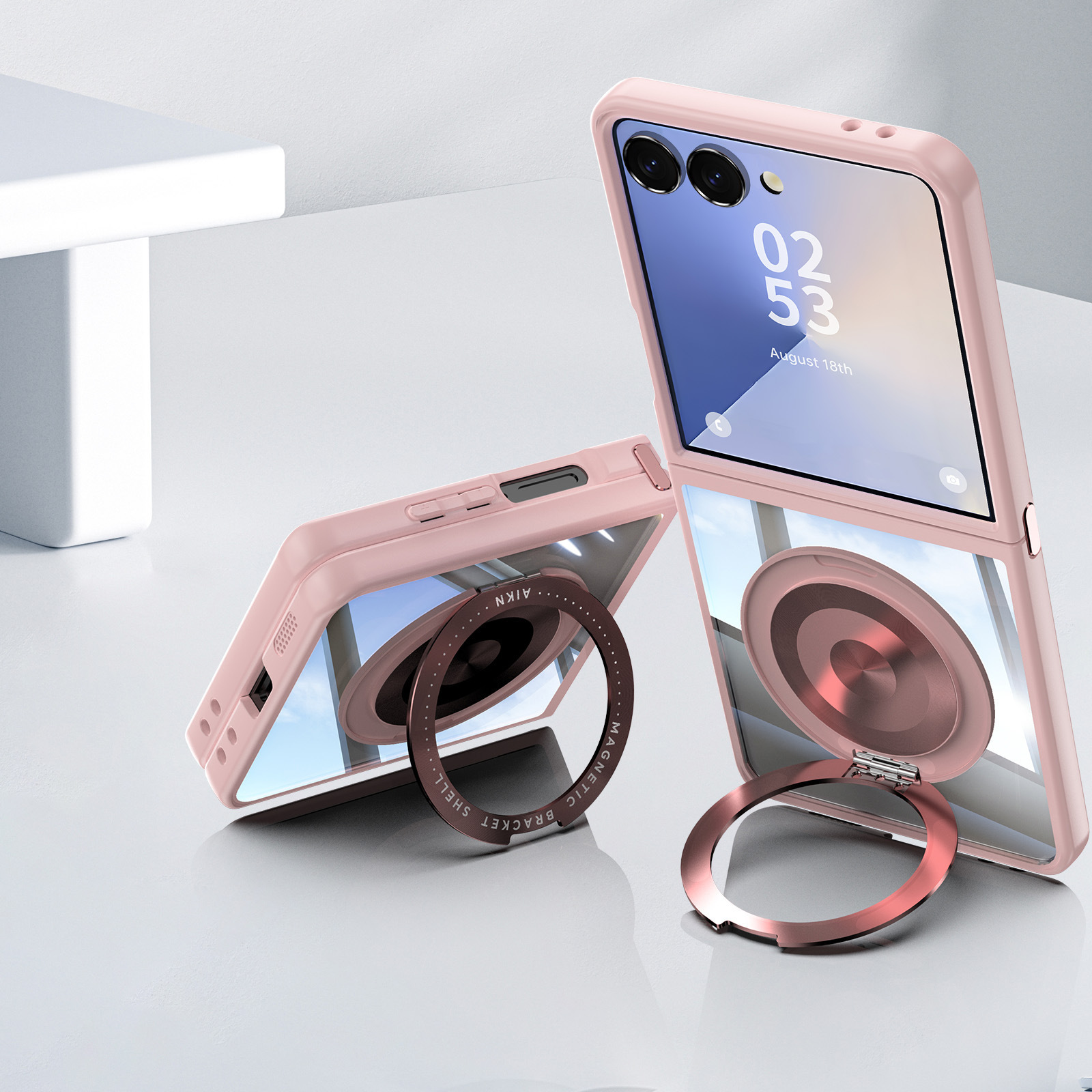 Compatible with Samsung Z Flip 8/7 phone case, 6/5 rotating stand, magnetic wireless charging, foldable screen, drop-proof protective case