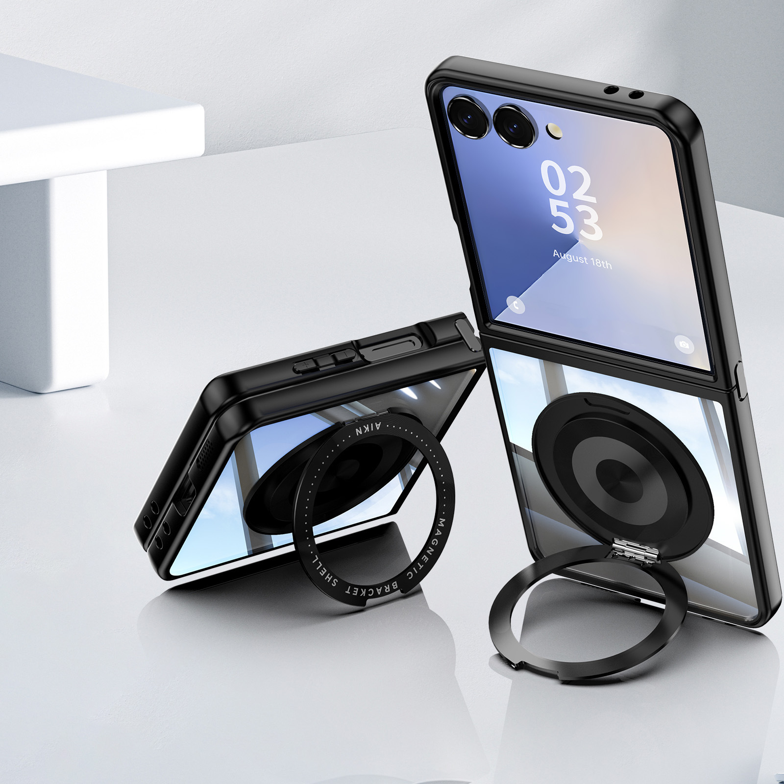 Compatible with Samsung Z Flip 8/7 phone case, 6/5 rotating stand, magnetic wireless charging, foldable screen, drop-proof protective case