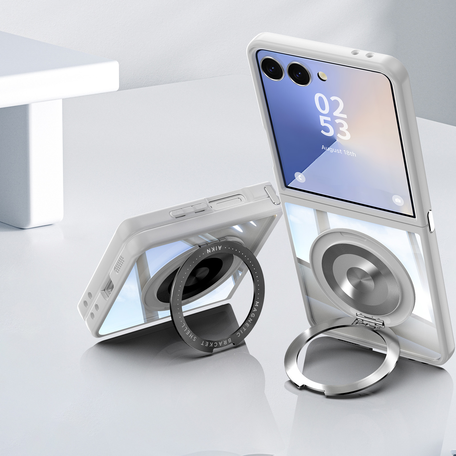 Compatible with Samsung Z Flip 8/7 phone case, 6/5 rotating stand, magnetic wireless charging, foldable screen, drop-proof protective case
