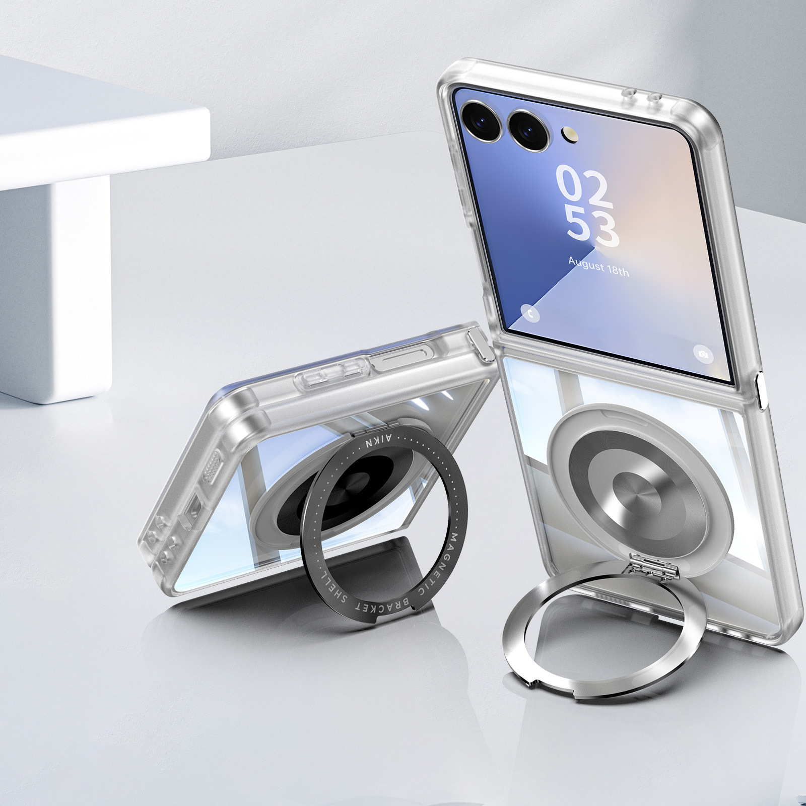 Compatible with Samsung Z Flip 8/7 phone case, 6/5 rotating stand, magnetic wireless charging, foldable screen, drop-proof protective case