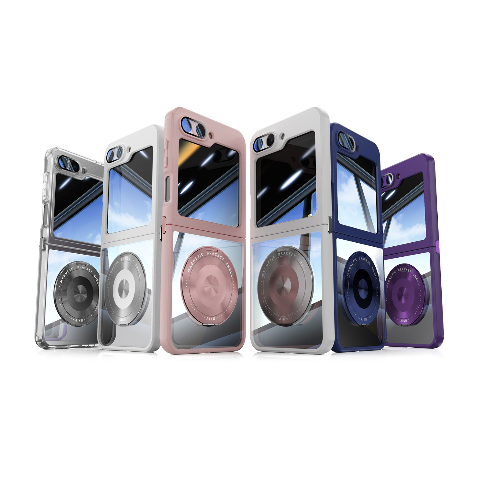 Compatible with Samsung Z Flip 8/7 phone case, 6/5 rotating stand, magnetic wireless charging, foldable screen, drop-proof protective case