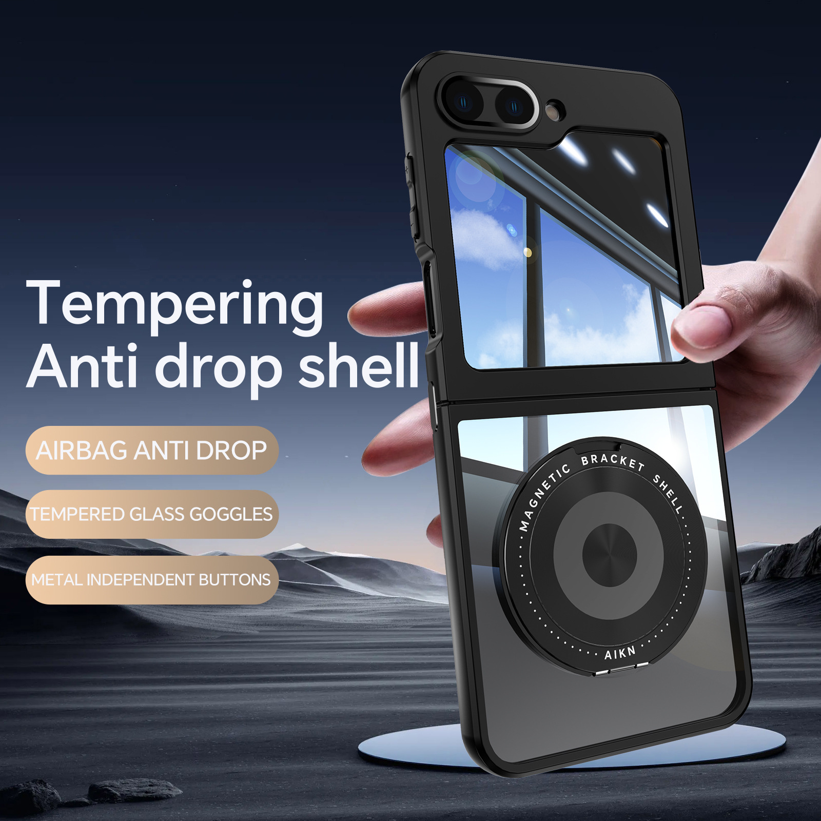 Compatible with Samsung Z Flip 8/7 phone case, 6/5 rotating stand, magnetic wireless charging, foldable screen, drop-proof protective case
