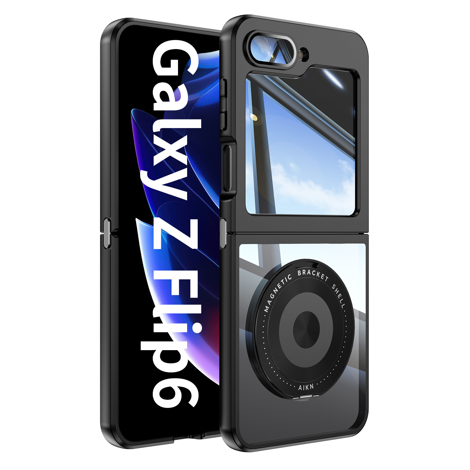 Compatible with Samsung Z Flip 8/7 phone case, 6/5 rotating stand, magnetic wireless charging, foldable screen, drop-proof protective case