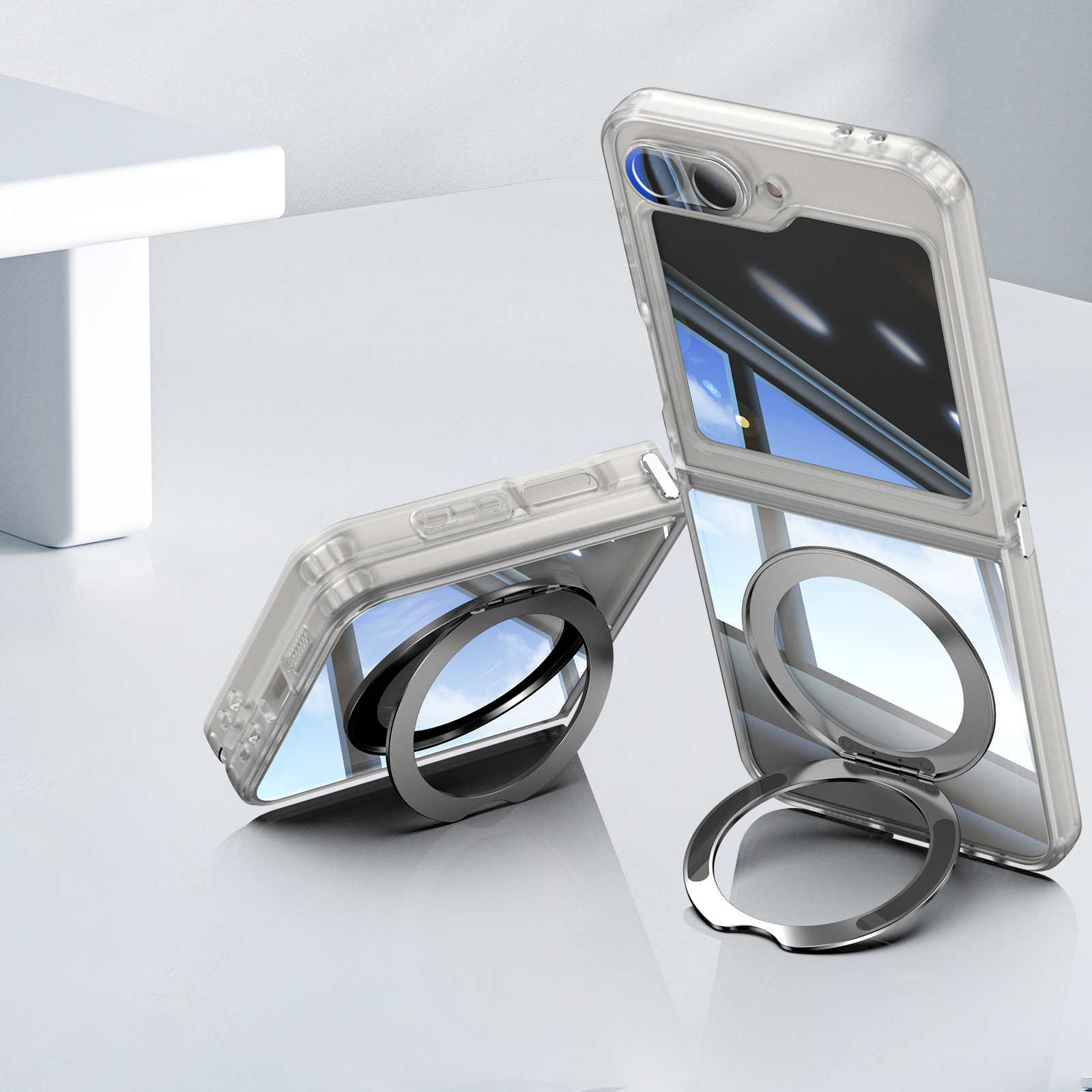 Compatible with Samsung Z Flip 8/7 phone case, 6/5 rotating stand, magnetic wireless charging, foldable screen, drop-proof protective case