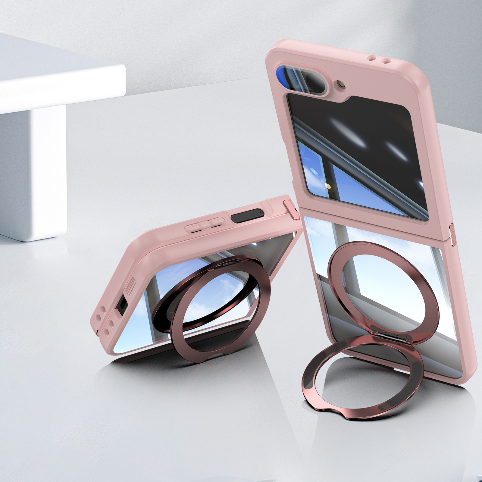 Compatible with Samsung Z Flip 8/7 phone case, 6/5 rotating stand, magnetic wireless charging, foldable screen, drop-proof protective case