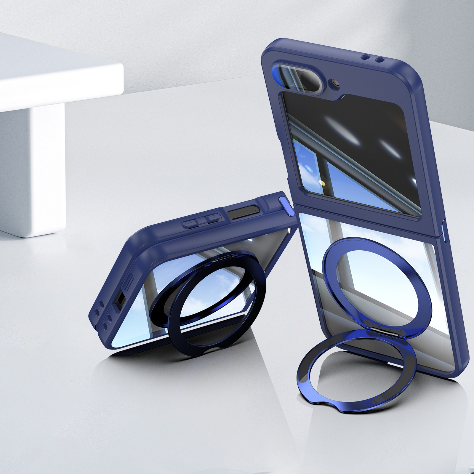 Compatible with Samsung Z Flip 8/7 phone case, 6/5 rotating stand, magnetic wireless charging, foldable screen, drop-proof protective case