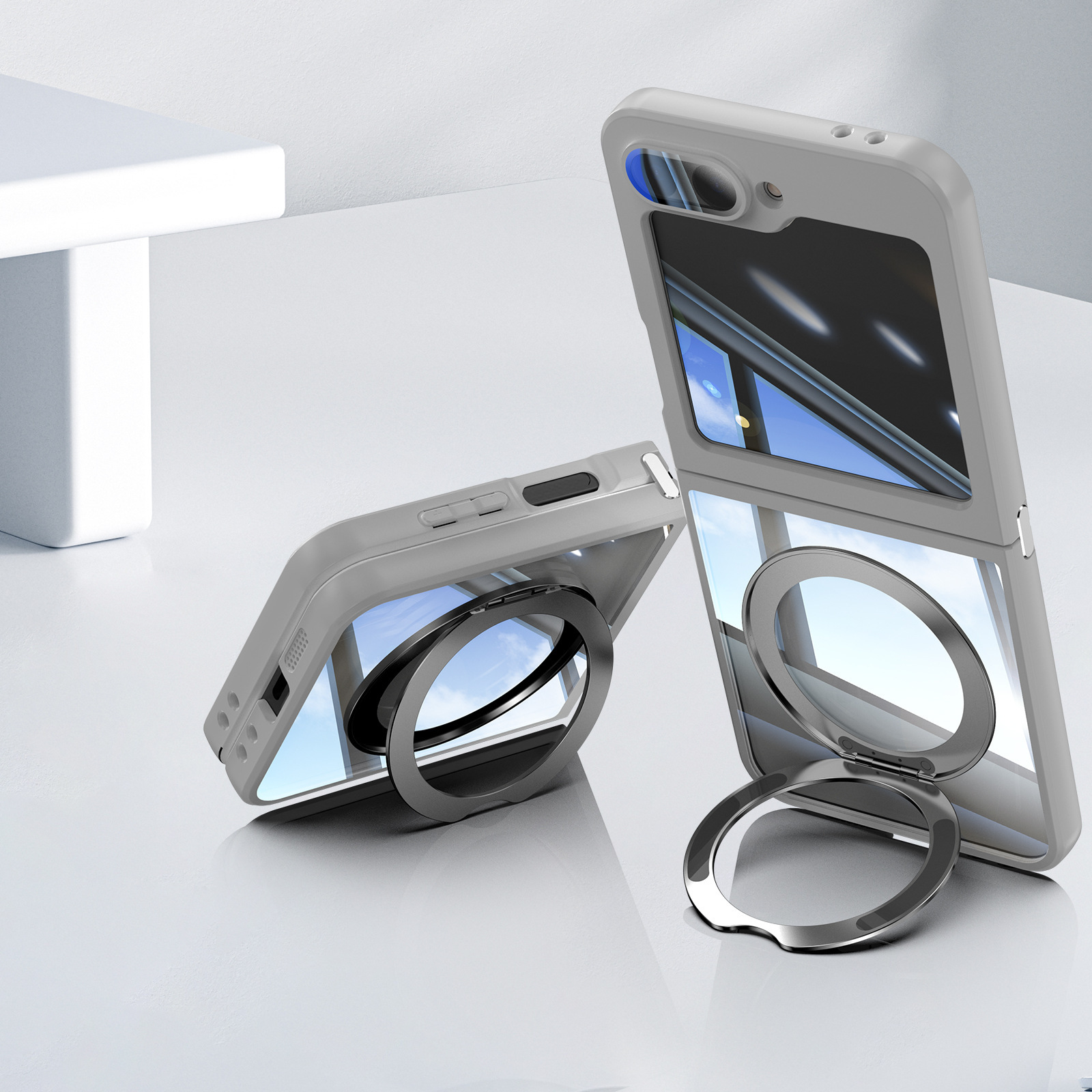 Compatible with Samsung Z Flip 8/7 phone case, 6/5 rotating stand, magnetic wireless charging, foldable screen, drop-proof protective case