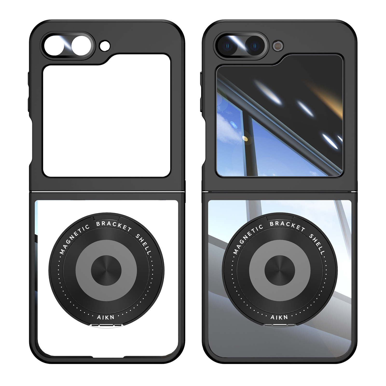 Compatible with Samsung Z Flip 8/7 phone case, 6/5 rotating stand, magnetic wireless charging, foldable screen, drop-proof protective case