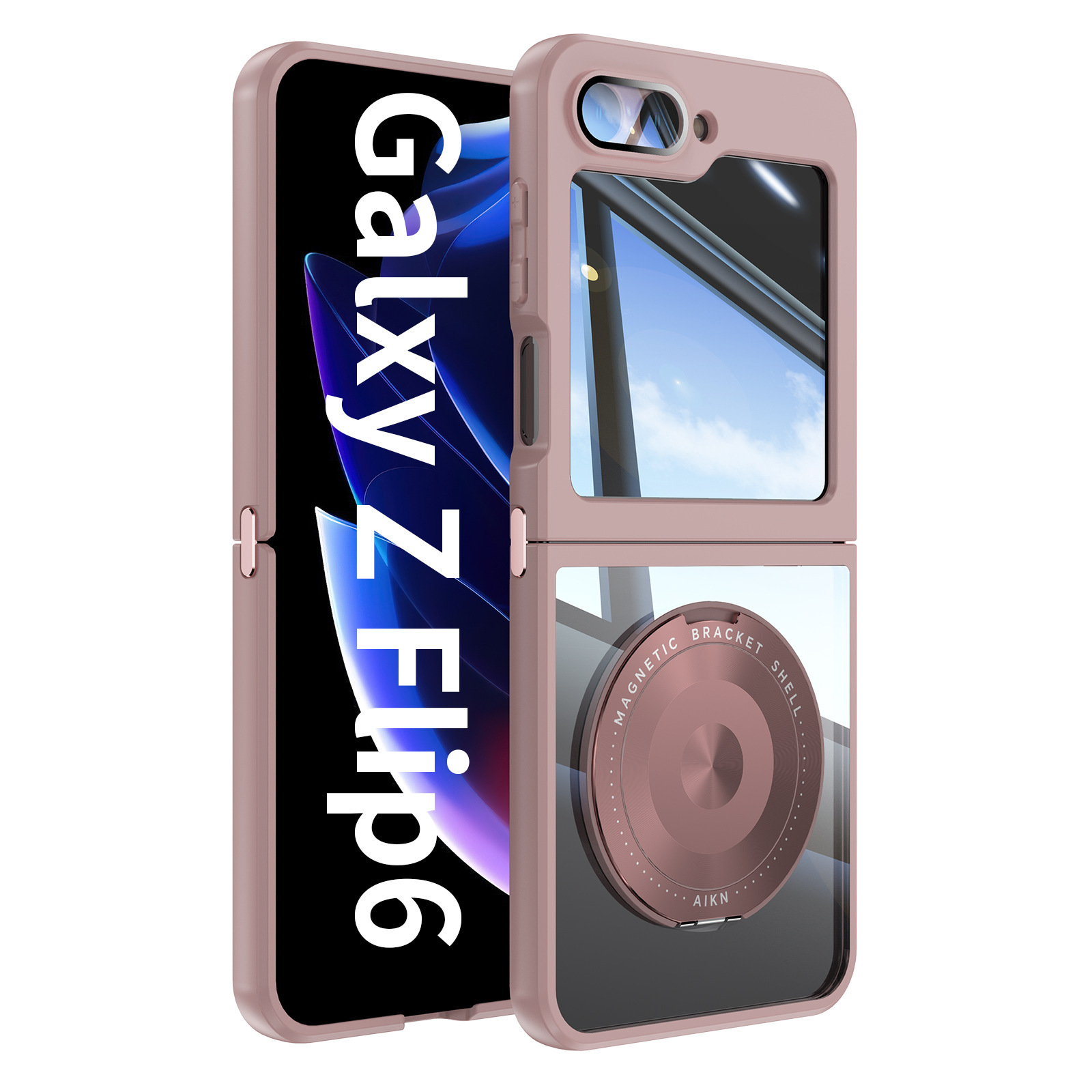 Compatible with Samsung Z Flip 8/7 phone case, 6/5 rotating stand, magnetic wireless charging, foldable screen, drop-proof protective case