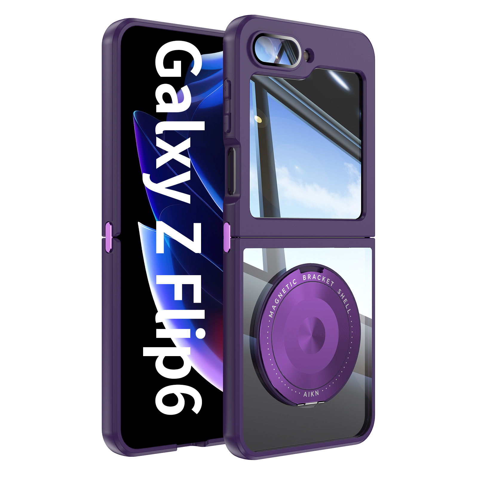 Compatible with Samsung Z Flip 8/7 phone case, 6/5 rotating stand, magnetic wireless charging, foldable screen, drop-proof protective case
