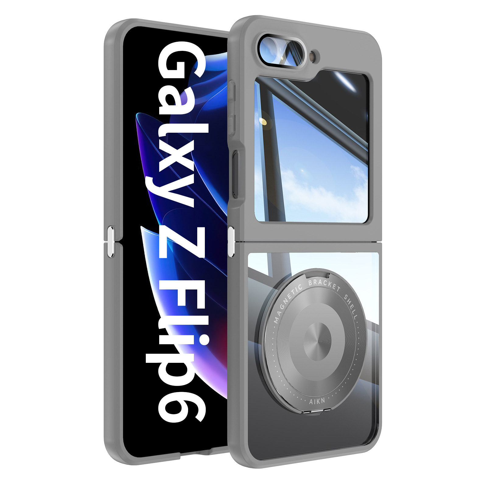 Compatible with Samsung Z Flip 8/7 phone case, 6/5 rotating stand, magnetic wireless charging, foldable screen, drop-proof protective case