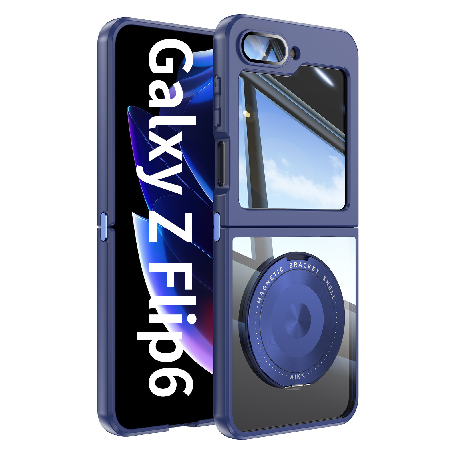 Compatible with Samsung Z Flip 8/7 phone case, 6/5 rotating stand, magnetic wireless charging, foldable screen, drop-proof protective case
