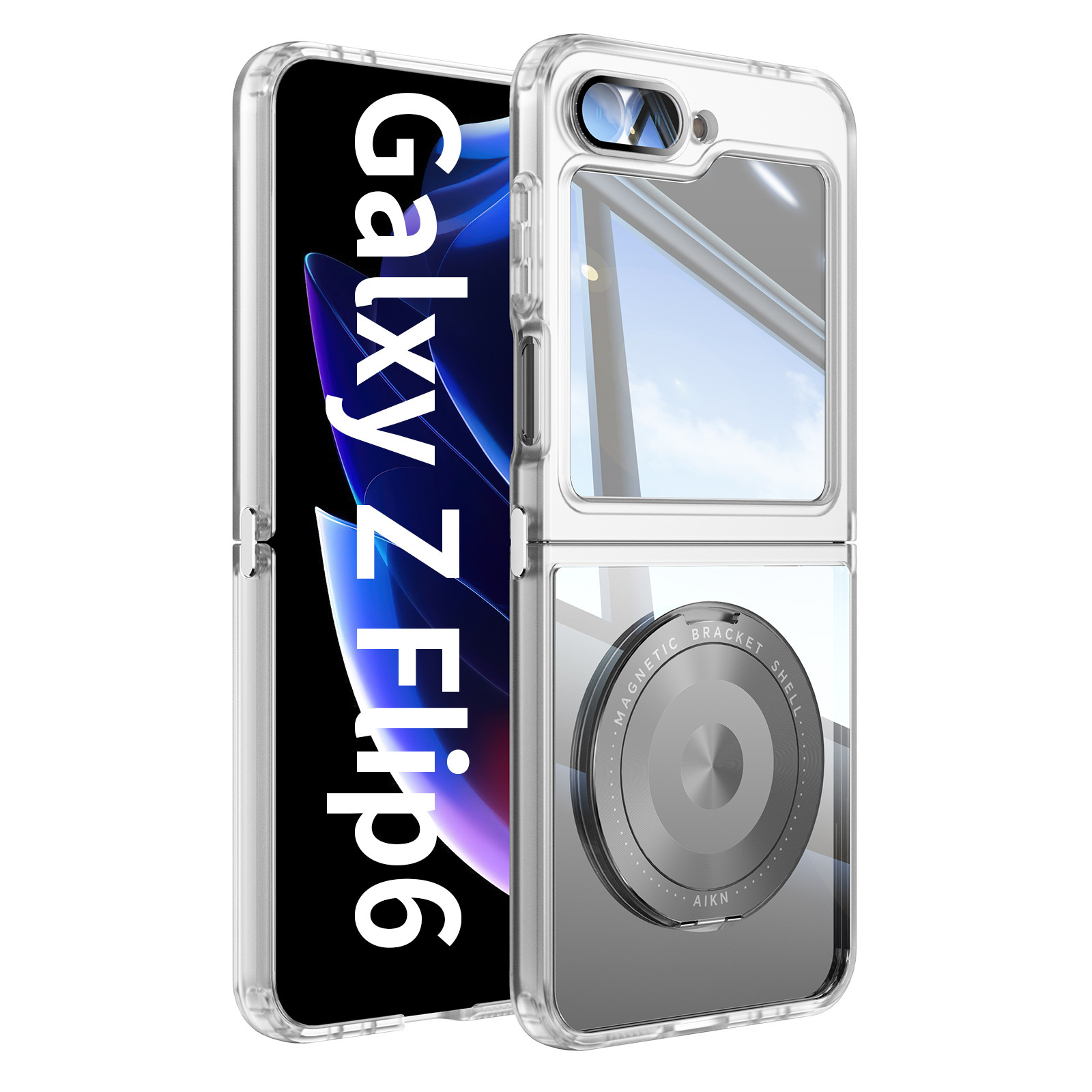 Compatible with Samsung Z Flip 8/7 phone case, 6/5 rotating stand, magnetic wireless charging, foldable screen, drop-proof protective case