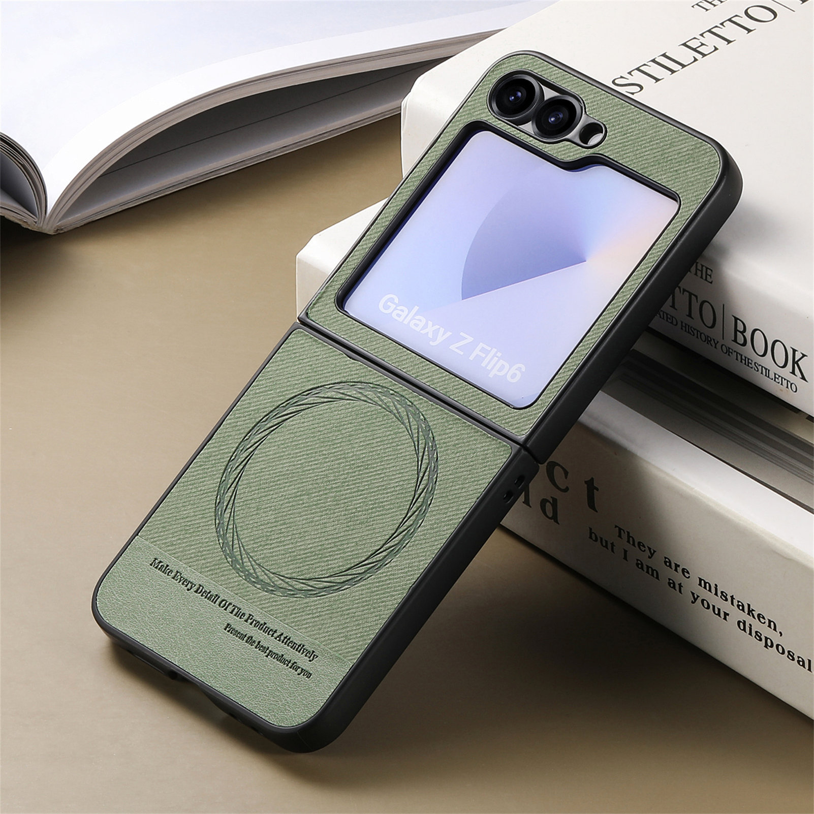 Compatible with Samsung ZFlip 8/7 phone case, 7/6 wireless charging, built-in magnetic card holder, 4/3 vegan leather protective case