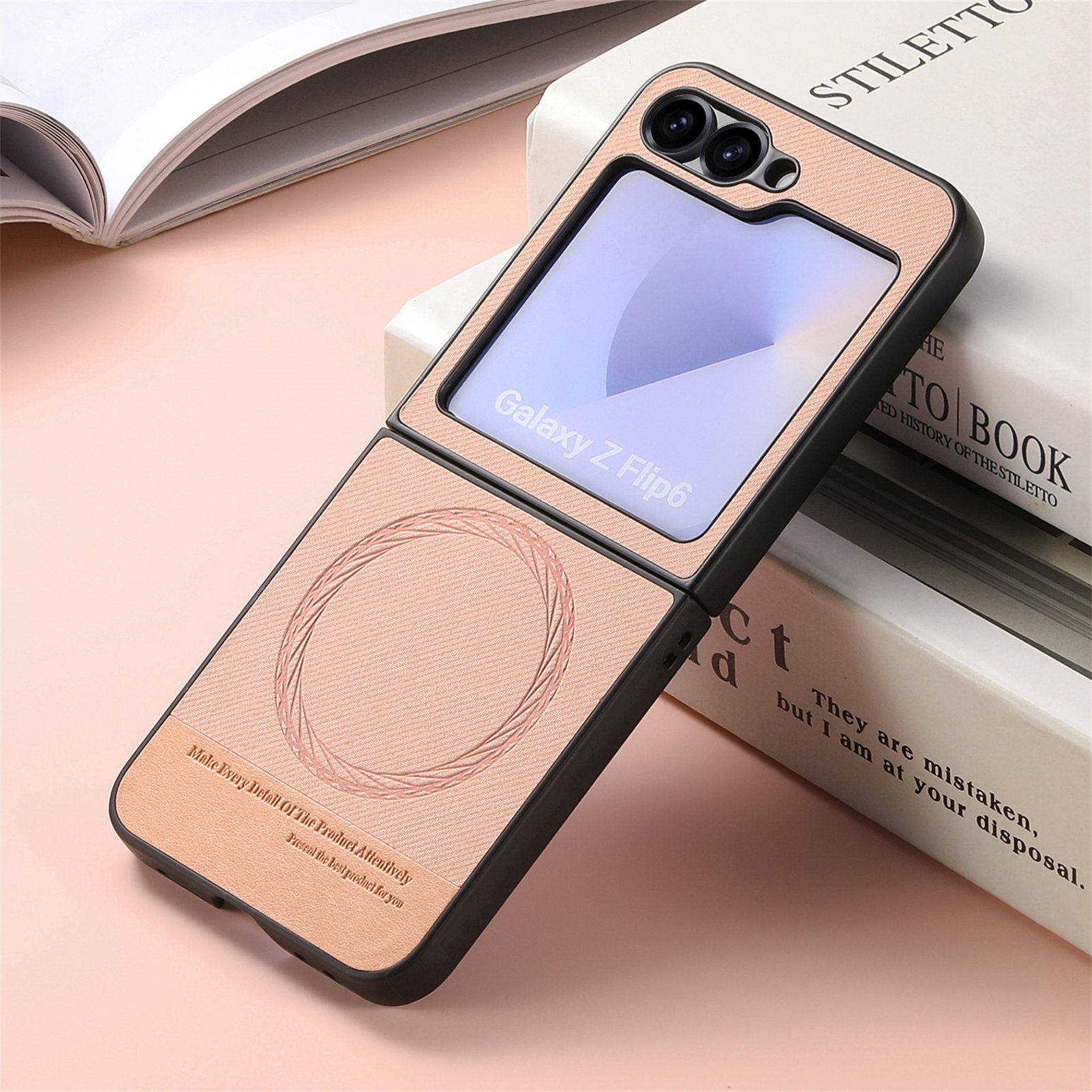 Compatible with Samsung ZFlip 8/7 phone case, 7/6 wireless charging, built-in magnetic card holder, 4/3 vegan leather protective case