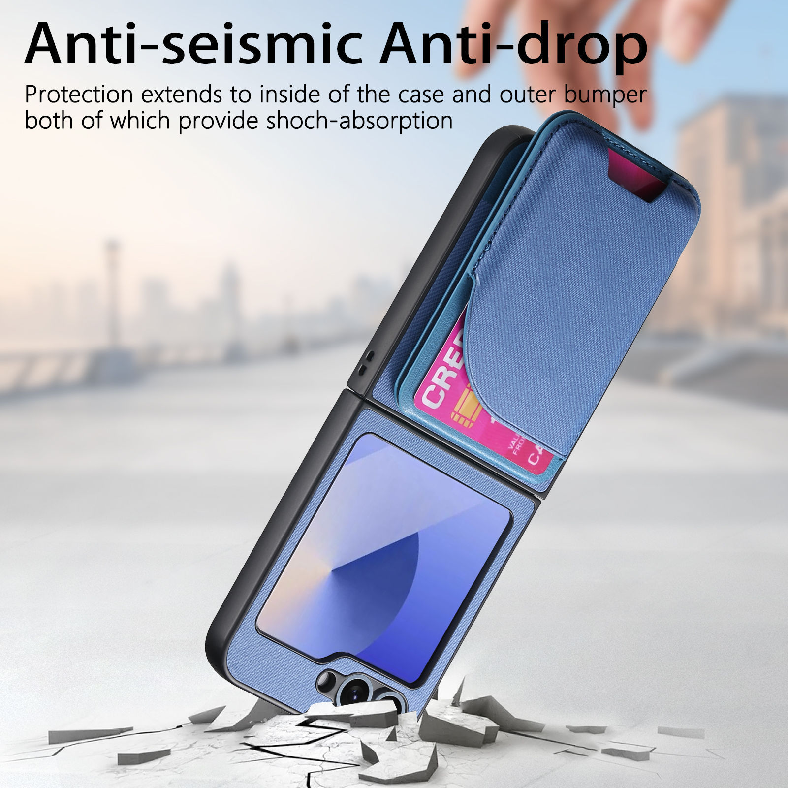 Compatible with Samsung ZFlip 8/7 phone case, 7/6 wireless charging, built-in magnetic card holder, 4/3 vegan leather protective case