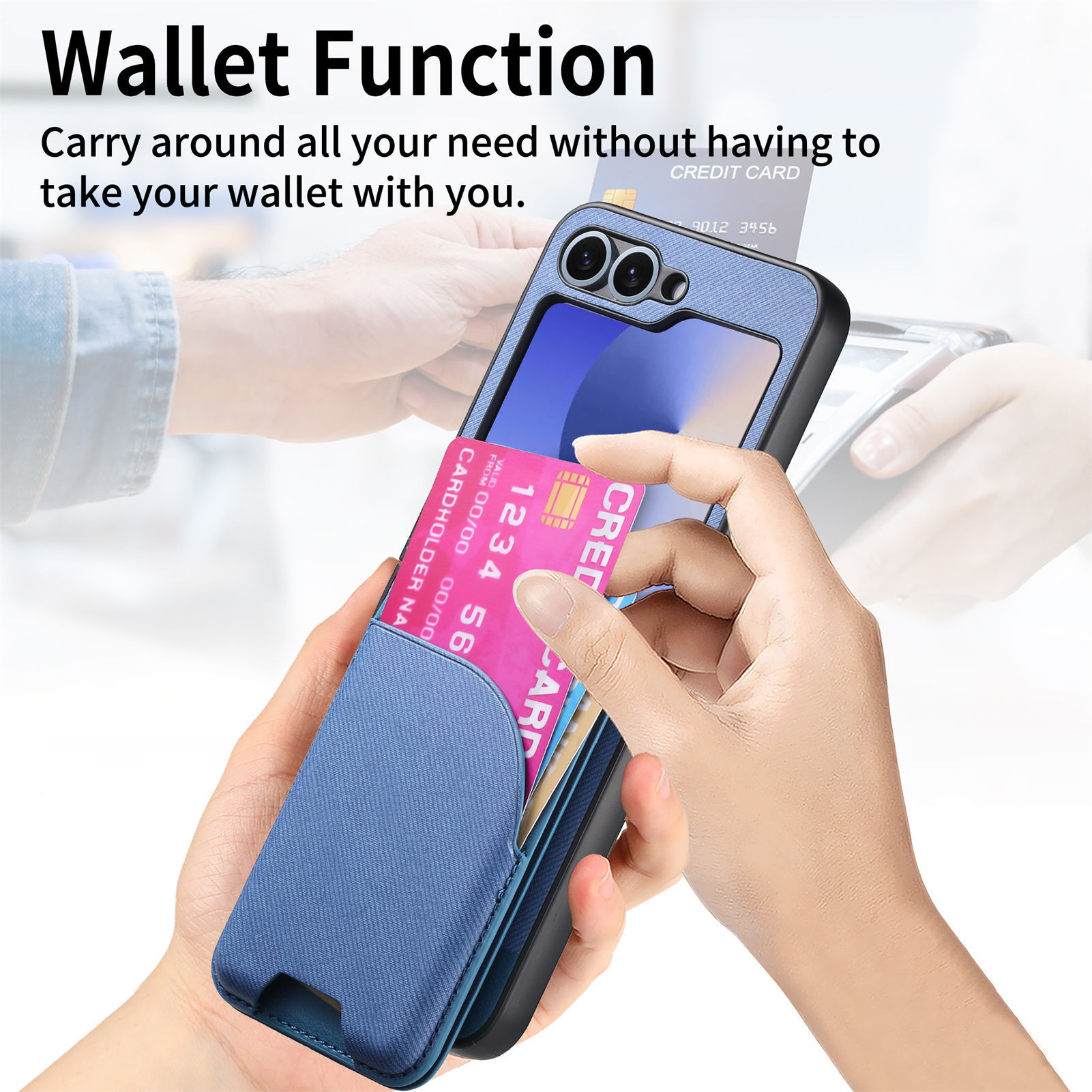 Compatible with Samsung ZFlip 8/7 phone case, 7/6 wireless charging, built-in magnetic card holder, 4/3 vegan leather protective case